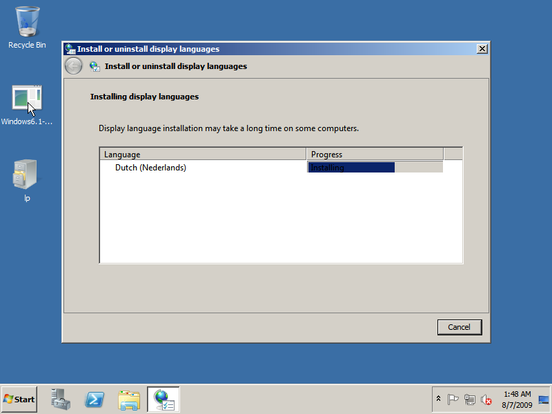 Installing language pack in Windows Server 2008 R2