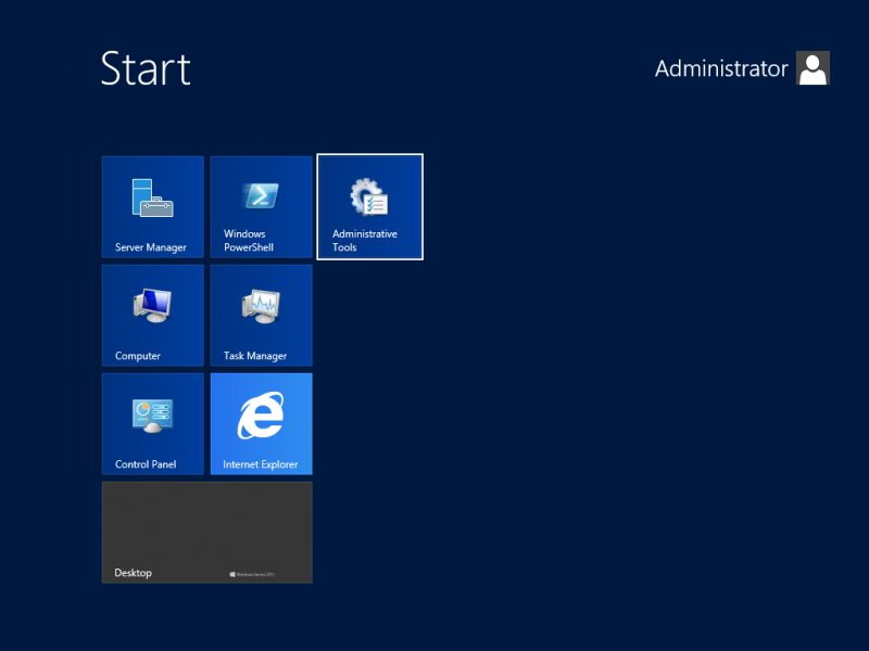 Administrative Tools at Start screen