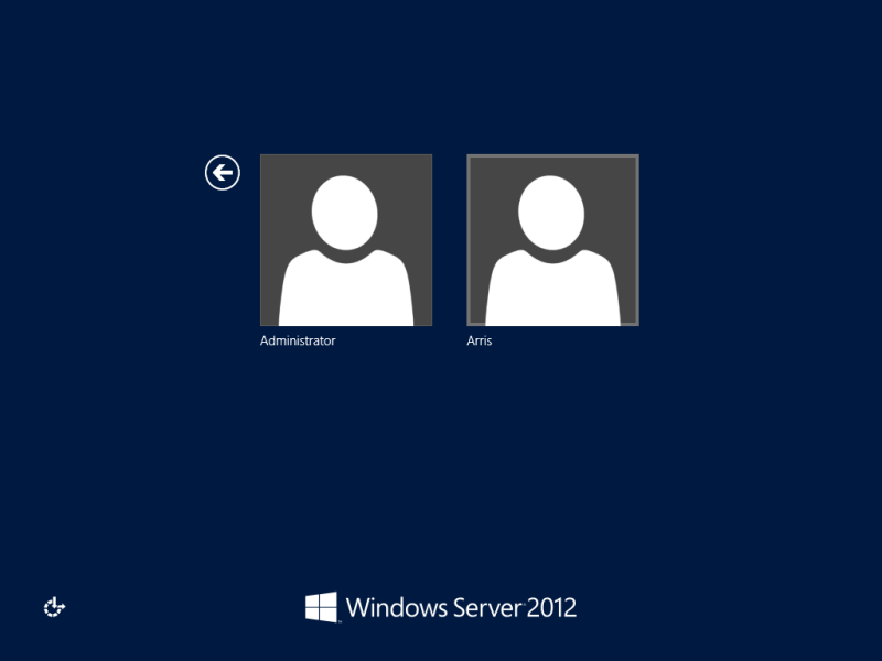 Windows Server 2012 login screen