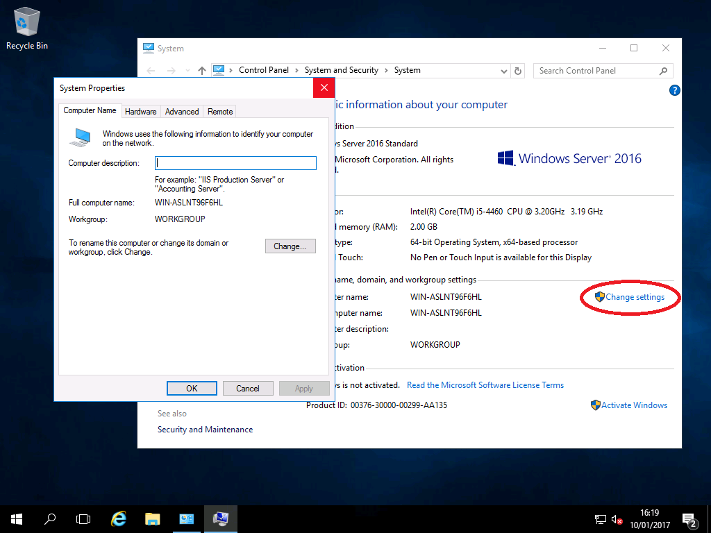 Computer Name – Windows 2016 & Windows 2019 Workstation!